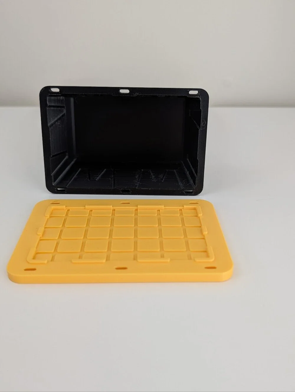 3D Printed Mini Storage Tote with Lid (Black & Yellow)